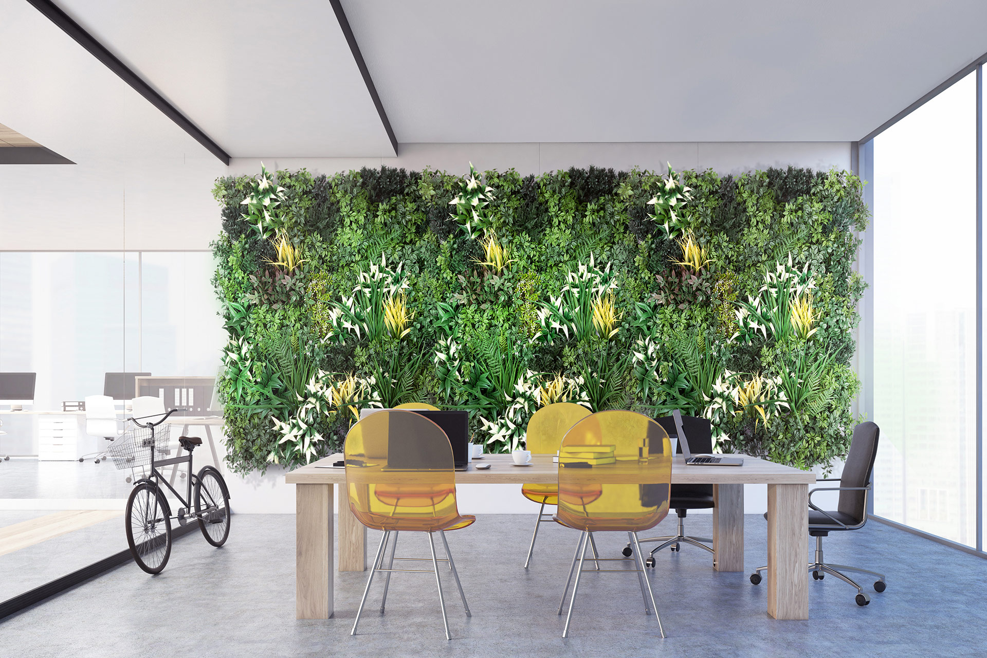 Interior artificial green wall