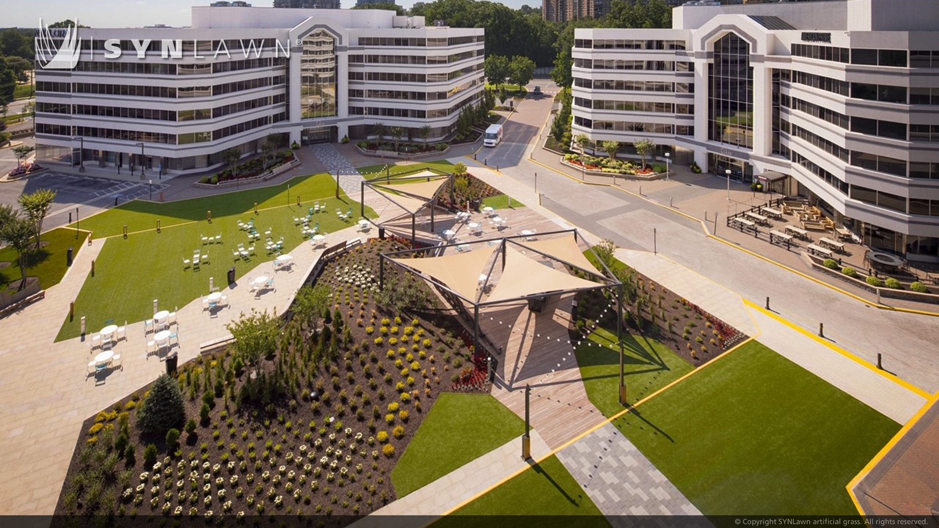 Commercial artificial grass courtyard in Jacksonville, FL