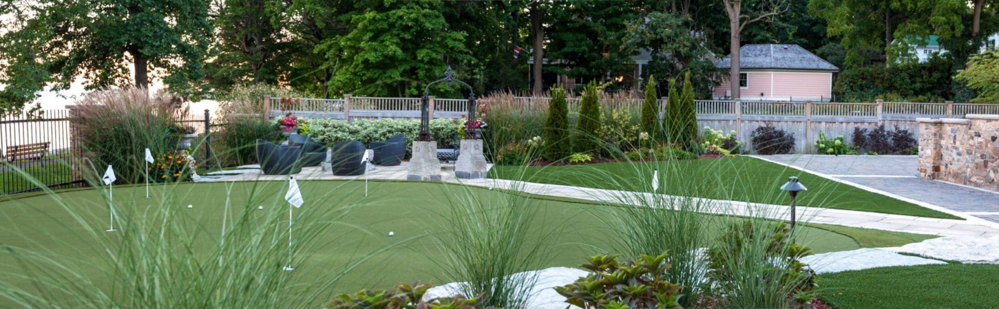 Backyard golf green installation from SYNLawn