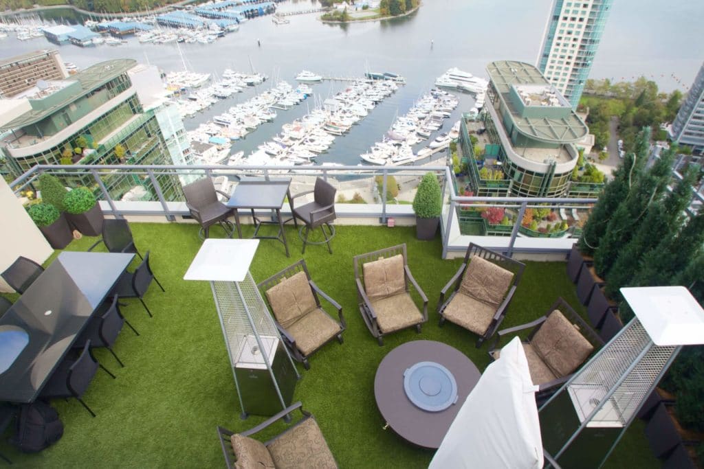 roof deck hotel artificial grass lawn