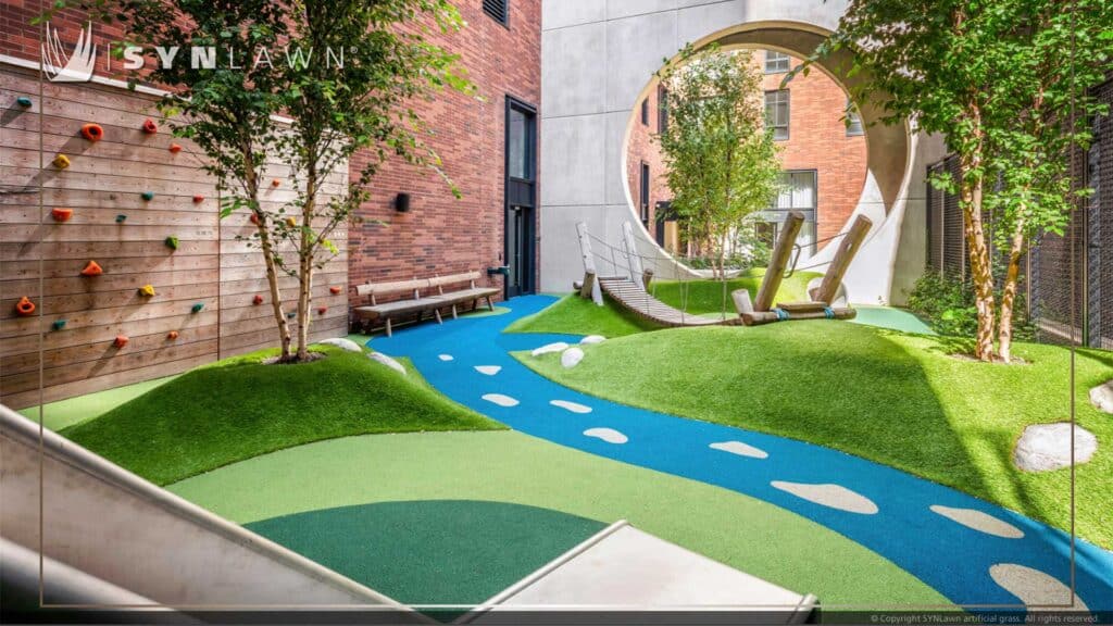SYNLawn Jacksonville FL roof rooftop artificial turf play maze