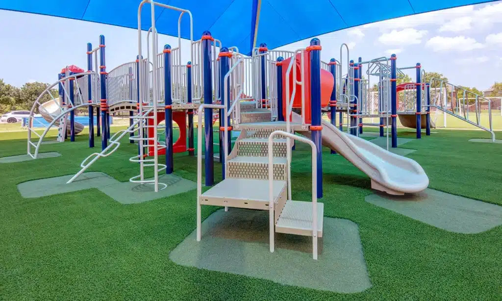 commercial playground grass installation