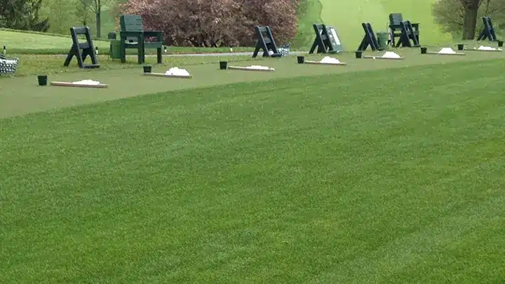 Commercial artificial grass tee line installed by SYNLawn
